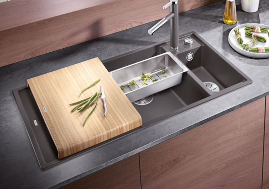 sink with chopping board